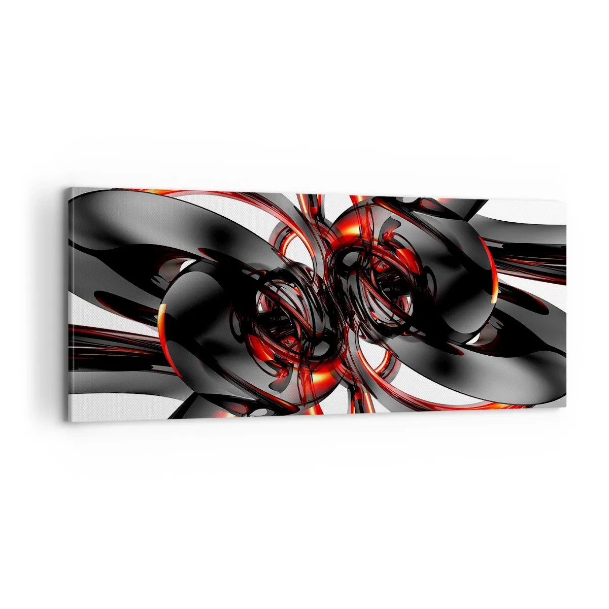 Canvastavla - Bild på duk - Rörelse i grafit och röd - 100x40 cm