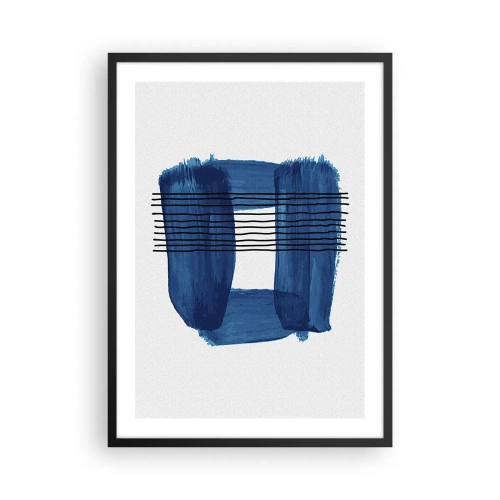 Affisch i svart ram - Abstrakt komposition i nyanser av blått - 50x70cm - Svart-blå komposition - Modern väggdekoration för vardagsrum och sovrum ARTTOR