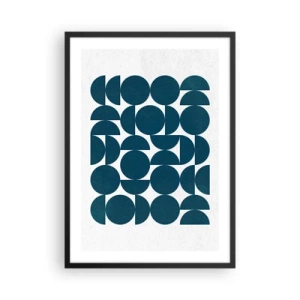 Affisch i svart ram - Geometrisk komposition med blå cirklar - 50x70cm - Cirklar och halvcirklar - Modern väggdekoration för vardagsrum och sovrum ARTTOR