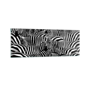 Glastavla - Bild på glas - Randig grupporträtt - 140x50 cm