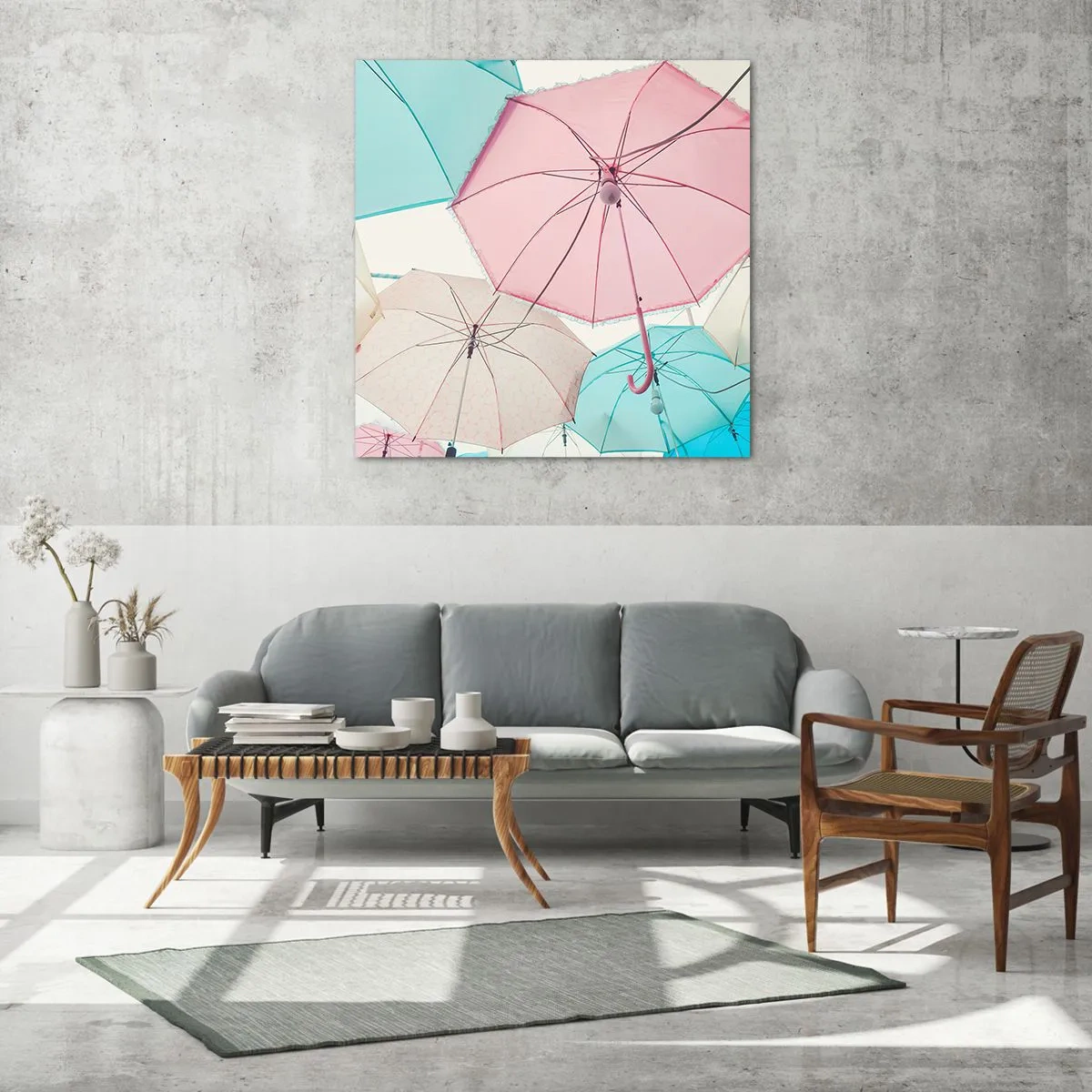 Glastavla - Bild på glas - Ibland sol, ibland regn - 50x50 cm