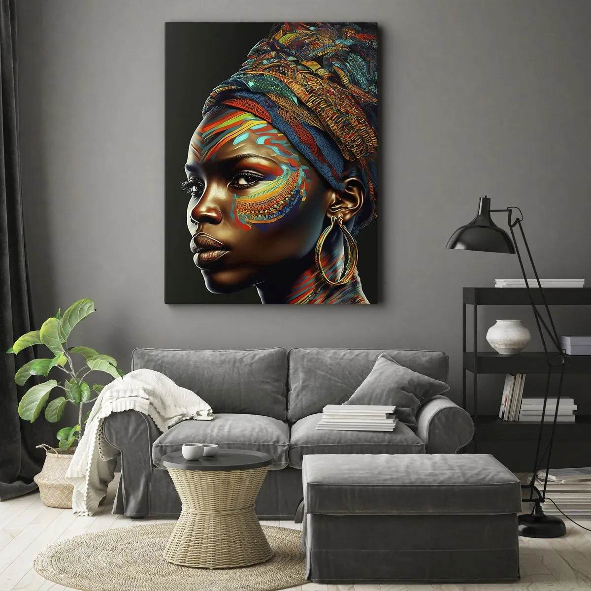 Canvastavla - Bild på duk - Afrikansk drottning - 65x120 cm