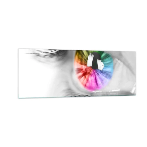 Glastavla - Bild på glas - Se färgglatt på världen - 140x50 cm