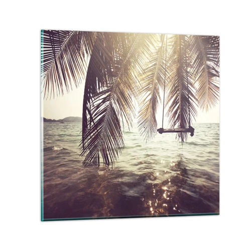 Glastavla - Bild på glas - Gunga i molnen hur mycket du vill - 50x50 cm