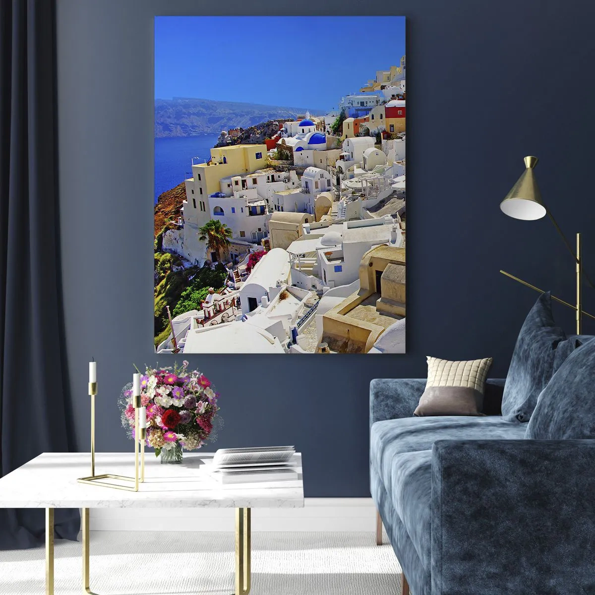 Glastavla - Bild på glas - En dröm om grekisk sommar - 50x70 cm