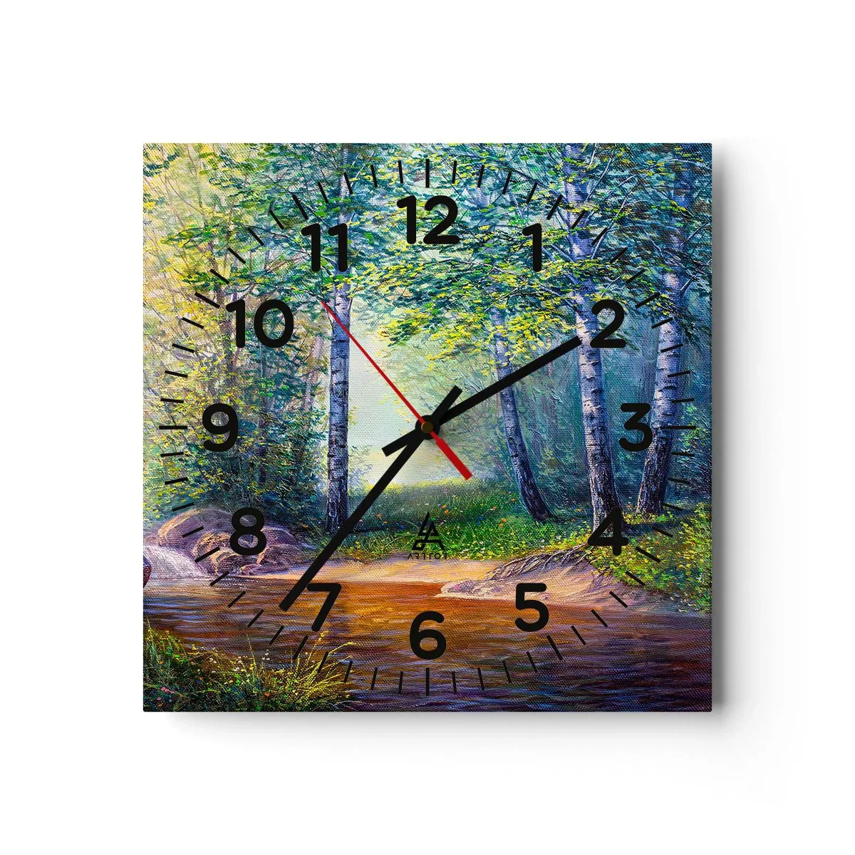 Väggklocka - Klocka på glas - Idyllisk vy - 30x30 cm