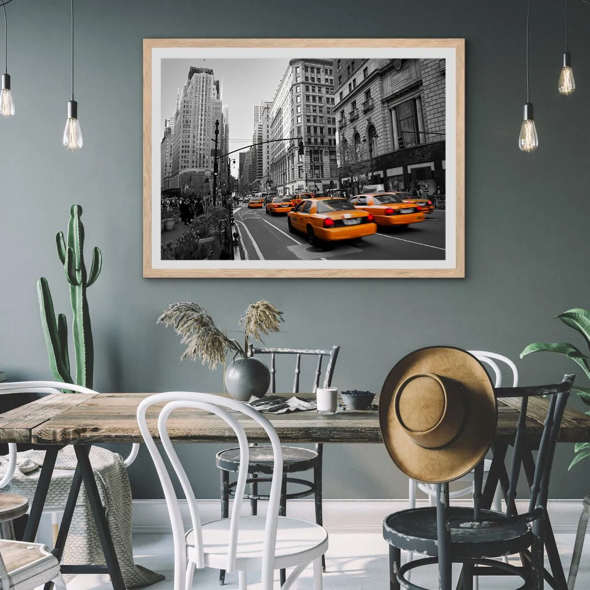 Affisch i ram av ljusek - Storstadens solar - 91x61 cm