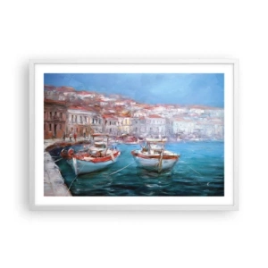 Affisch i vit ram - Italiensk vik - 70x50 cm