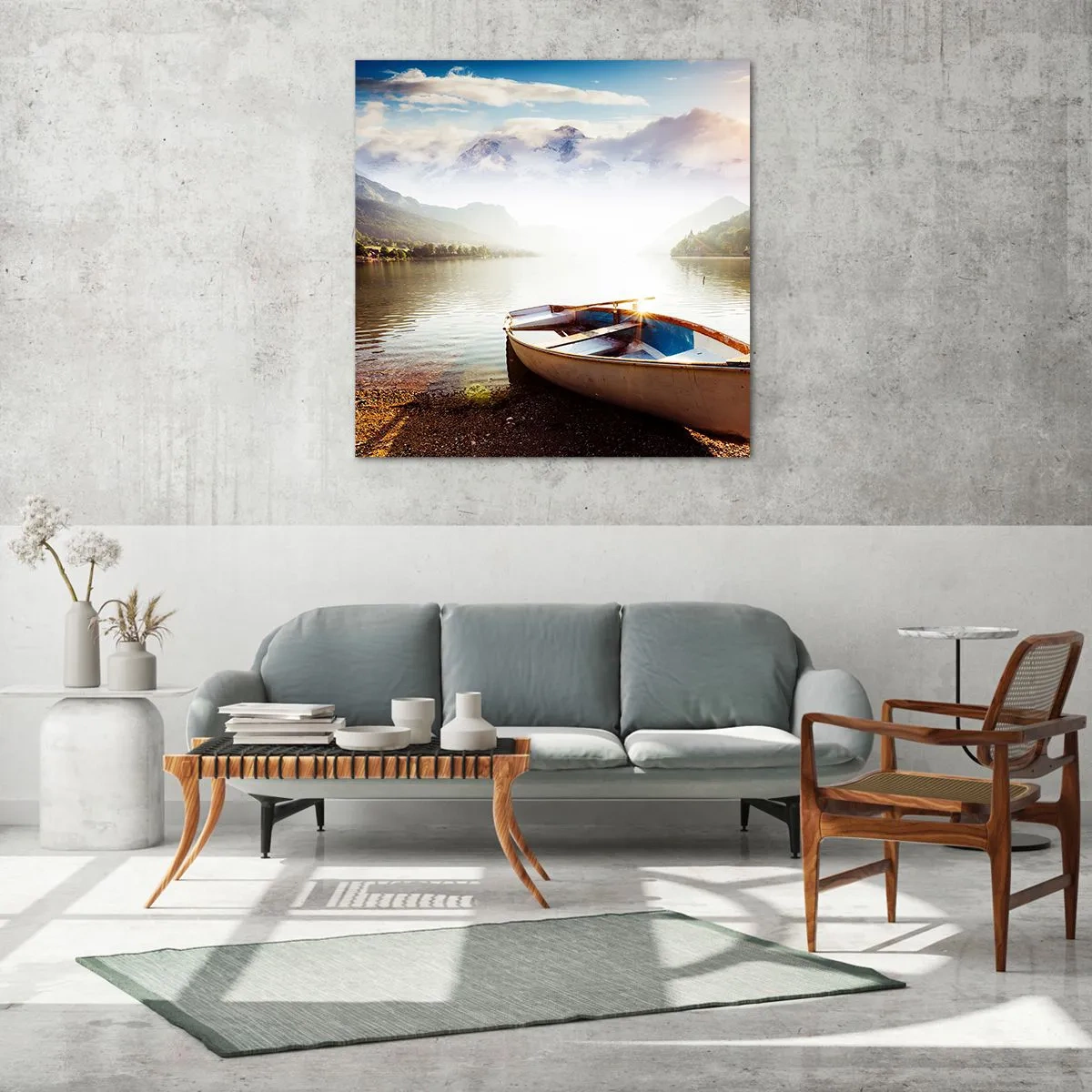 Glastavla - Bild på glas - Vid ett stort och rent vatten - 70x70 cm