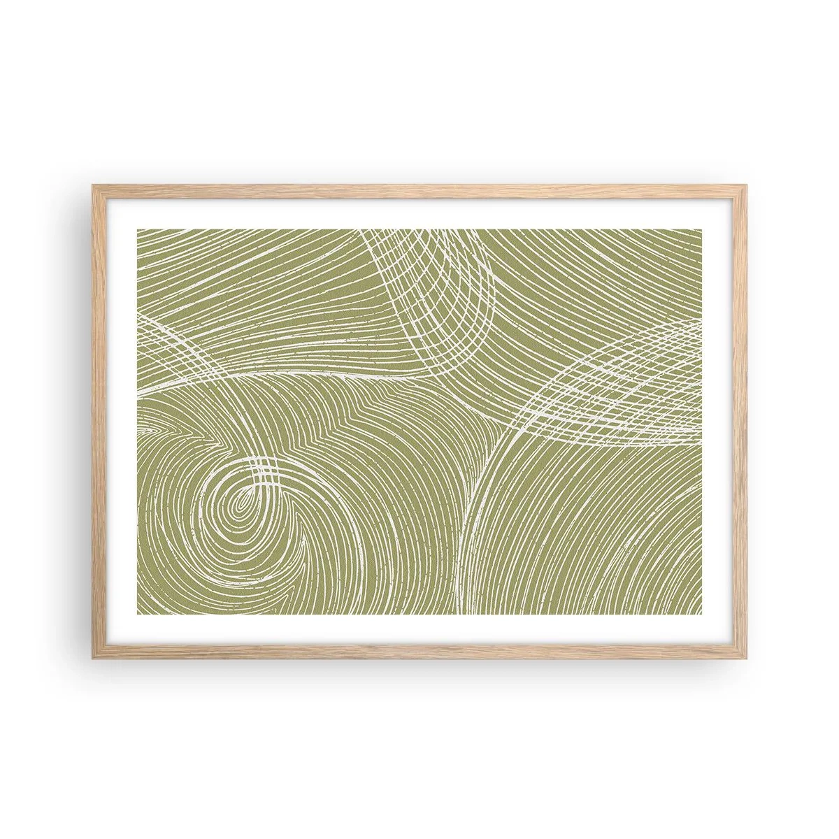 Affisch i ram av ljusek - Intrikat abstraktion i vitt - 70x50 cm