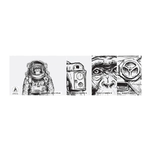 Provbit av självhäftande fototapet Deluxe Sticker - Alternativ evolution - Abstraktion, Astronaut, Apa - 100x30 cm