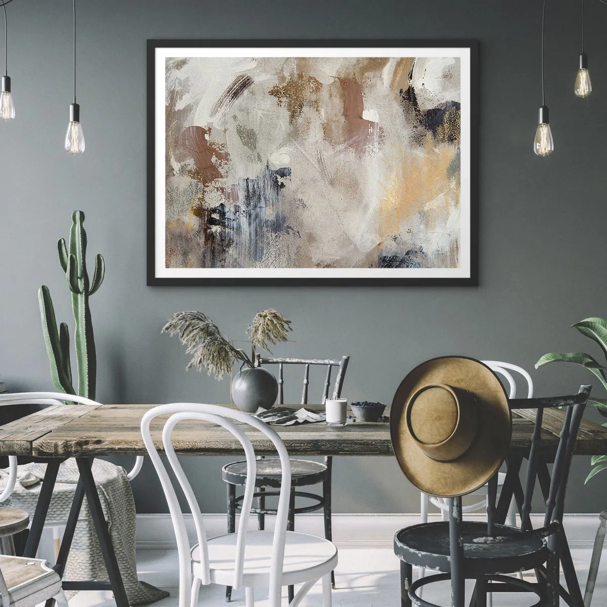 Affisch i svart ram - Dimmig abstraktion - 91x61 cm