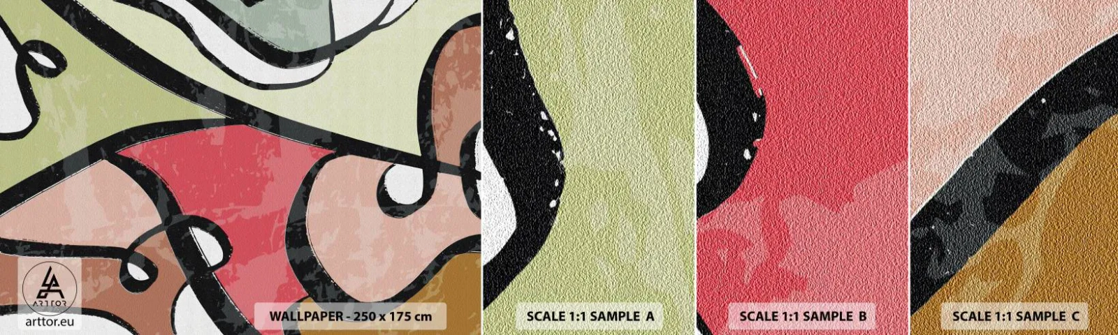 Fototapet Prov Standard Eco - Pirouetter bland färger - Abstraktion, Bit, Modern - 100x30 cm