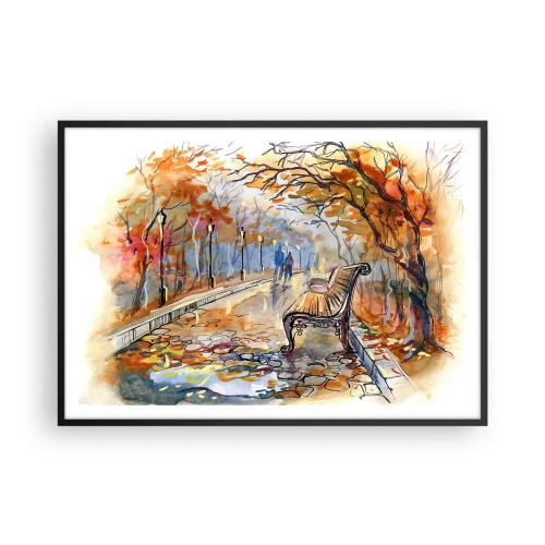 Affisch i svart ram - Vandra tillsammans mot hösten - 100x70 cm