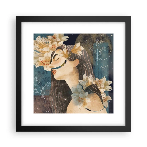Affisch i svart ram - Sagan om drottning med liljor - 30x30 cm