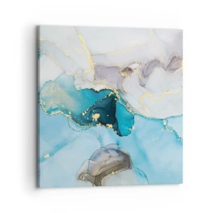 Canvastavla - Bild på duk - Studie över mötet mellan grå och turkos - 70x70 cm