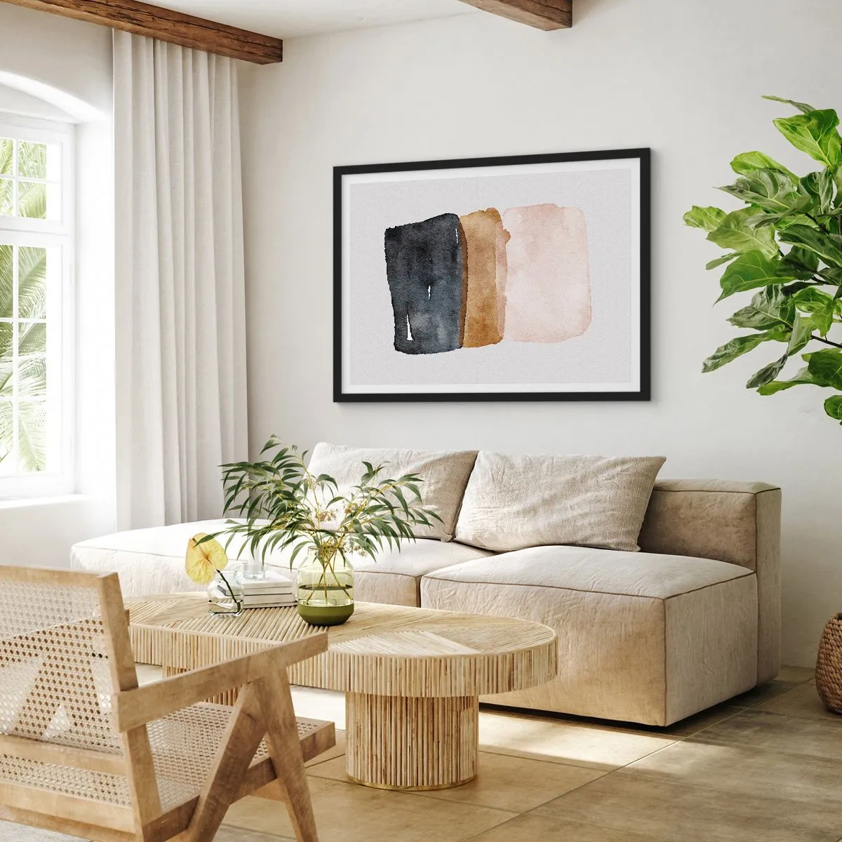 Affisch i svart ram - Komposition av jordens färger - 70x50 cm