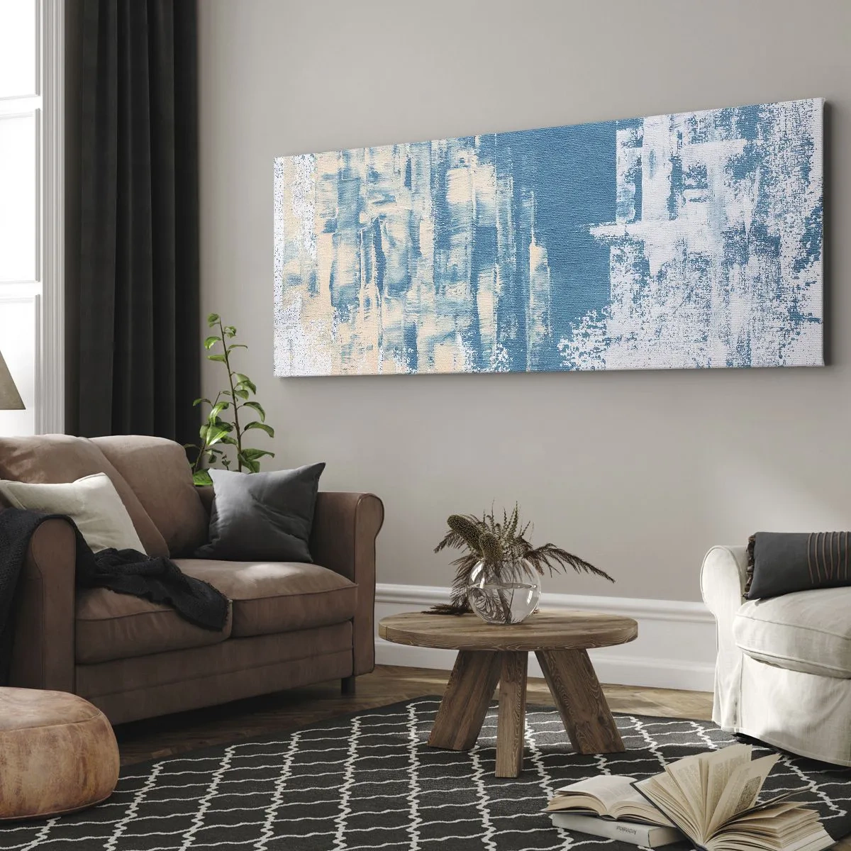 Canvastavla - Bild på duk - Genom istapp - 100x40 cm
