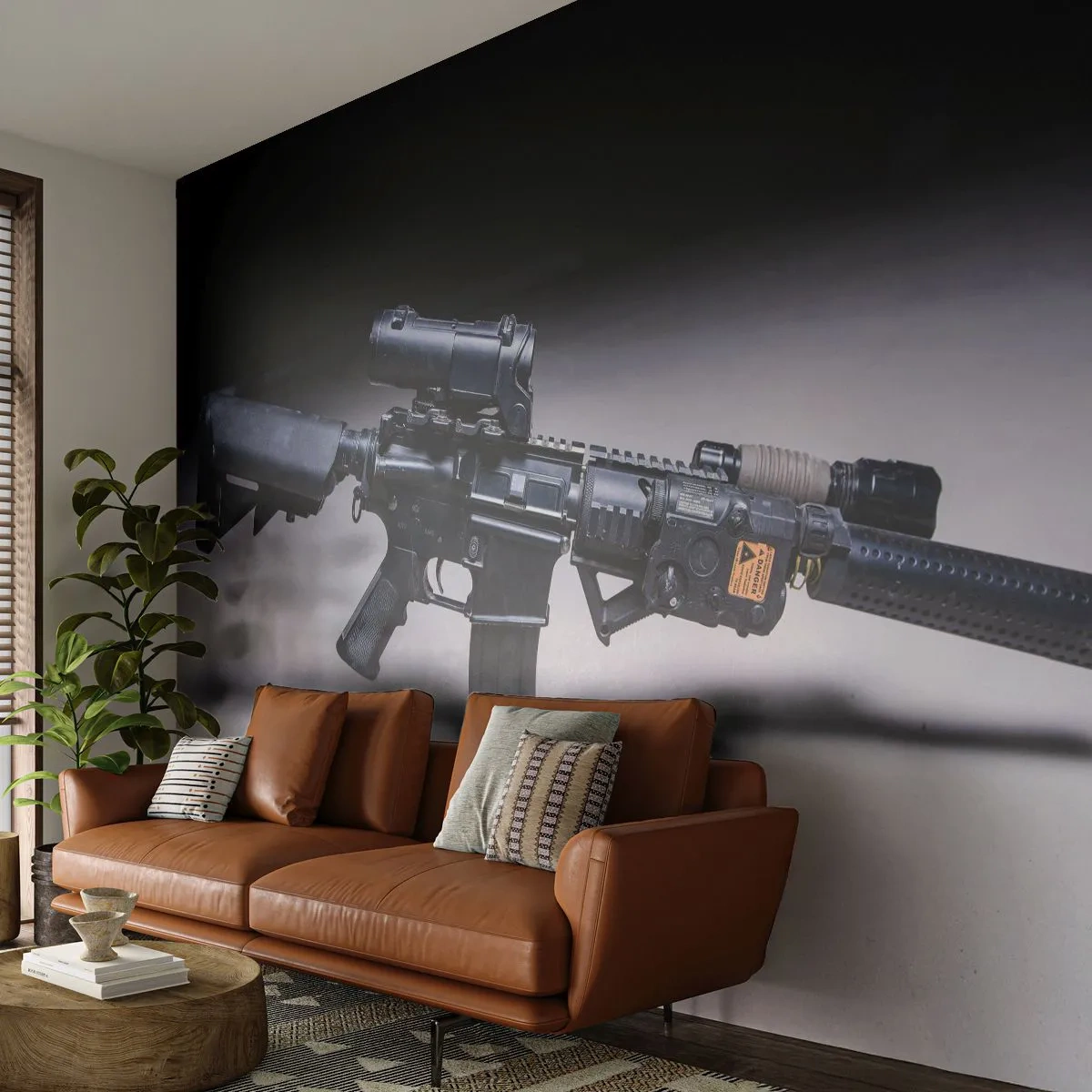 Självhäftande Fototapet Deluxe Sticker - Mörk riddare - Militär, Gevär, Vapen - 250x175 cm