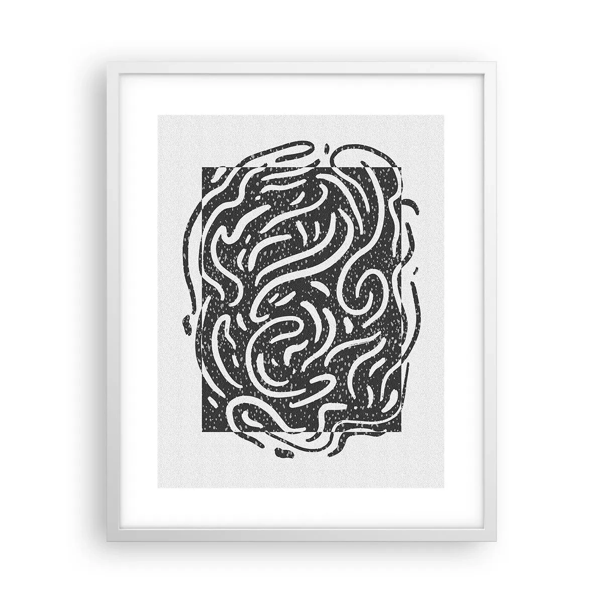 Affisch i vit ram - Abstraktion: en dans av glädje - 40x50 cm