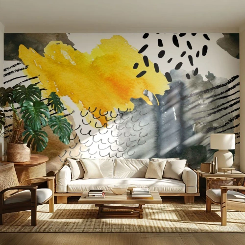 Självhäftande Fototapet Deluxe Sticker - Elementens möte - Abstraktion, Bit, Modern konst - 150x105 cm