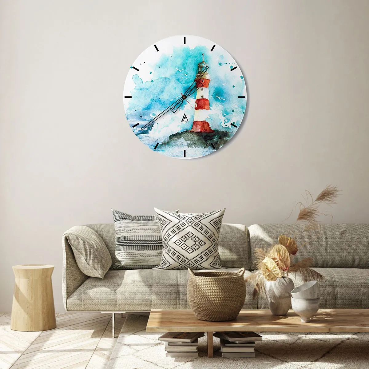 Väggklocka - Klocka på glas - Elementens enhet - 30x30 cm