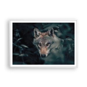 Affisch i vit ram - Jägare - 100x70 cm