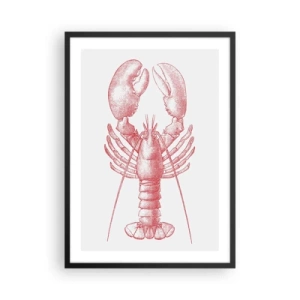Affisch i svart ram - Vintage hummerteckning på en ljus bakgrund - 50x70cm - Hummer värdig Homer - Modern väggdekoration för vardagsrum och sovrum ARTTOR