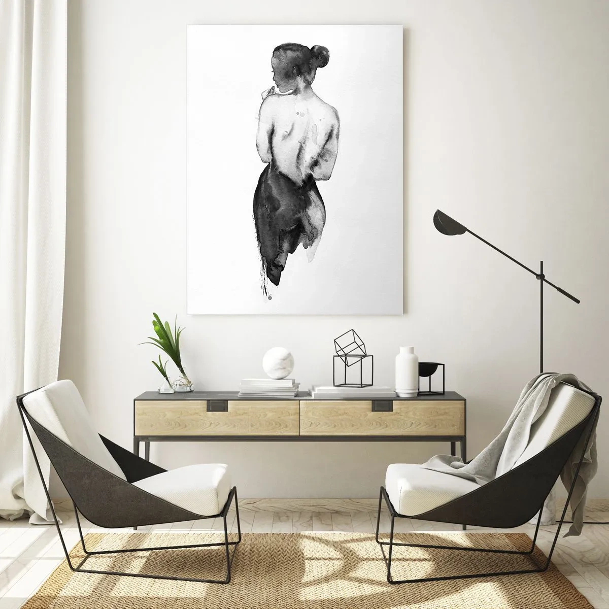 Glastavla - Bild på glas - Världen försvinner i hennes närvaro - 70x100 cm