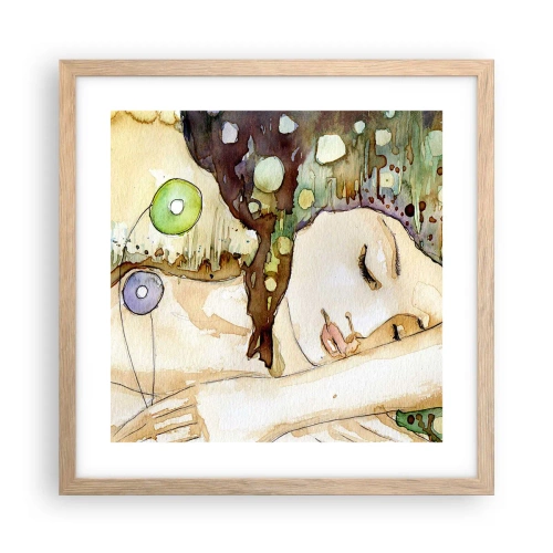 Affisch i ram av ljusek - Smaragd-viol dröm - 40x40 cm