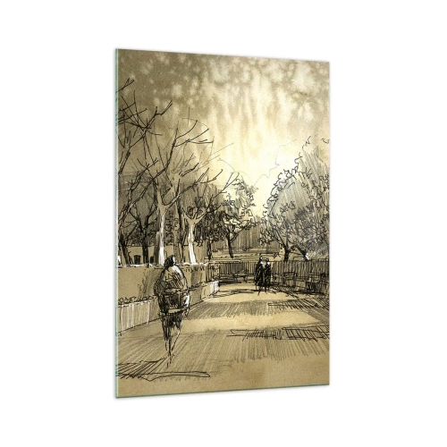 Glastavla - Bild på glas - En stund fångad med penna - 70x100 cm