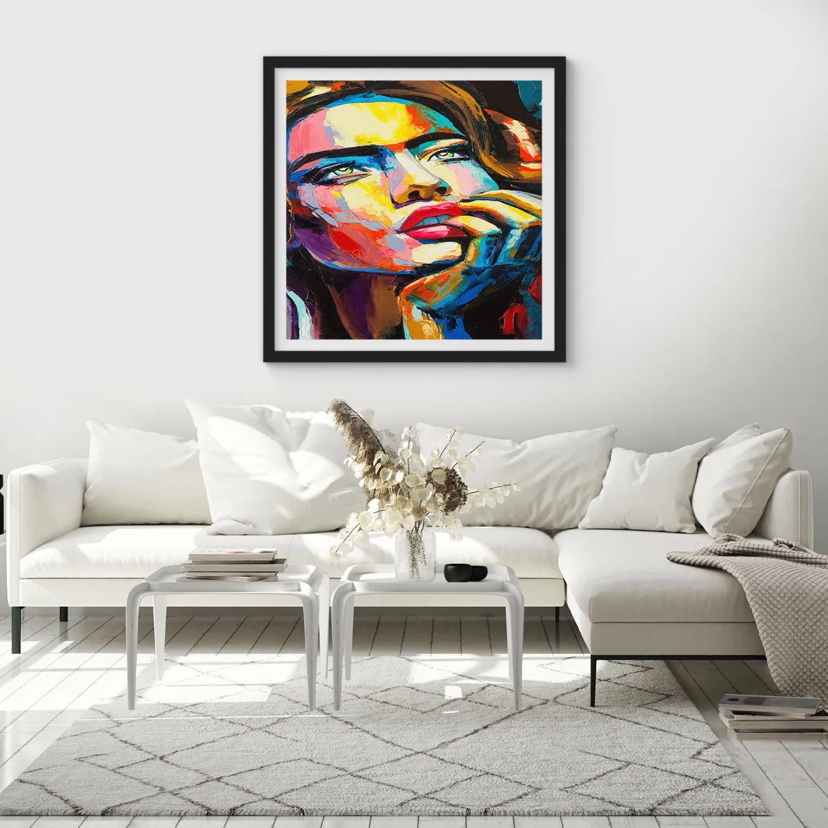 Affisch i svart ram - Drömmar seglar i himlen som fåglar - 40x40 cm