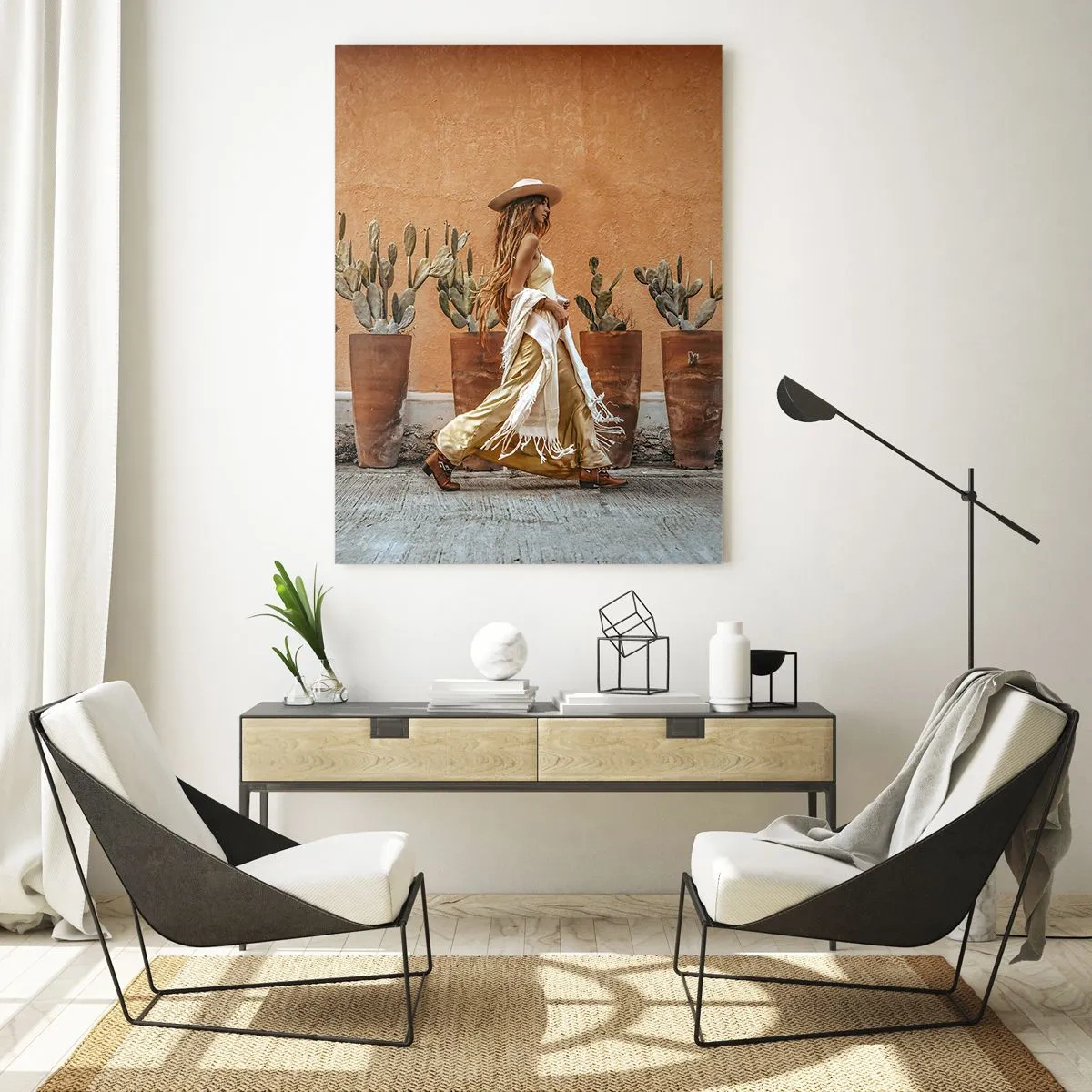Glastavla - Bild på glas - I hippiestil - 50x70 cm