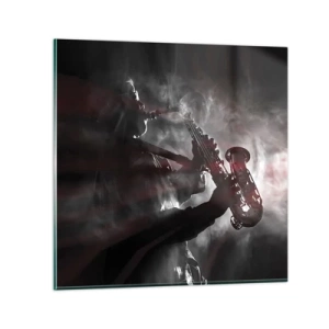 Glastavla - Bild på glas - I jazzens ångor - 60x60 cm