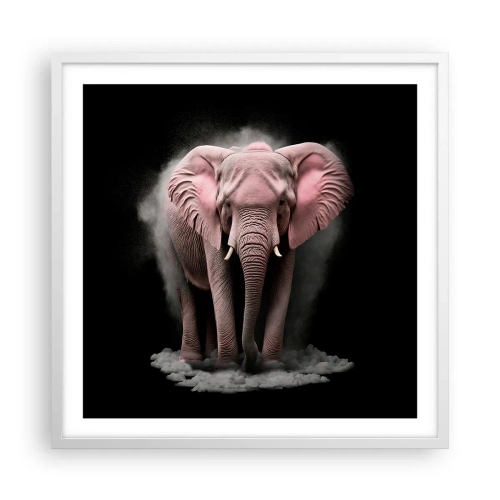 Affisch i vit ram - Tänk inte på en rosa elefant! - 60x60 cm