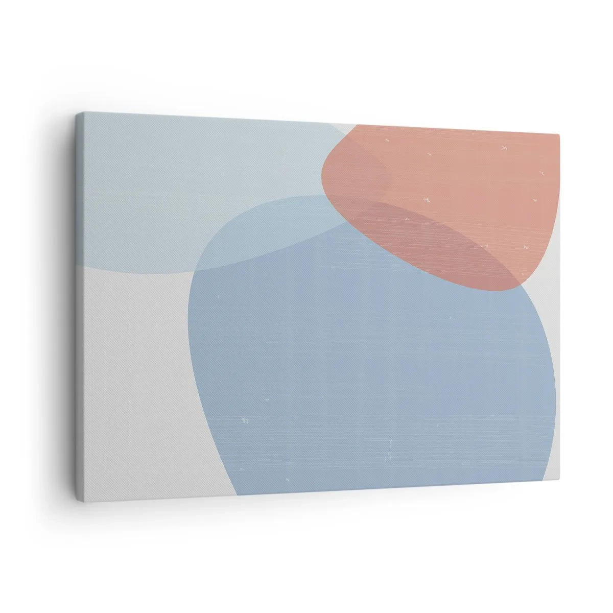 Canvastavla - Bild på duk - En abstrakt komposition i pastellnyanser av blått och rosa med organiska former. - 70x50cm - Pastellfärgade relationer - Modern väggdekoration för vardagsrum och sovrum ARTTOR