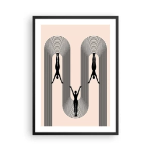 Affisch i svart ram - Minimalistiska silhuetter i en geometrisk komposition - 50x70cm - Upp och ner - Modern väggdekoration för vardagsrum och sovrum ARTTOR