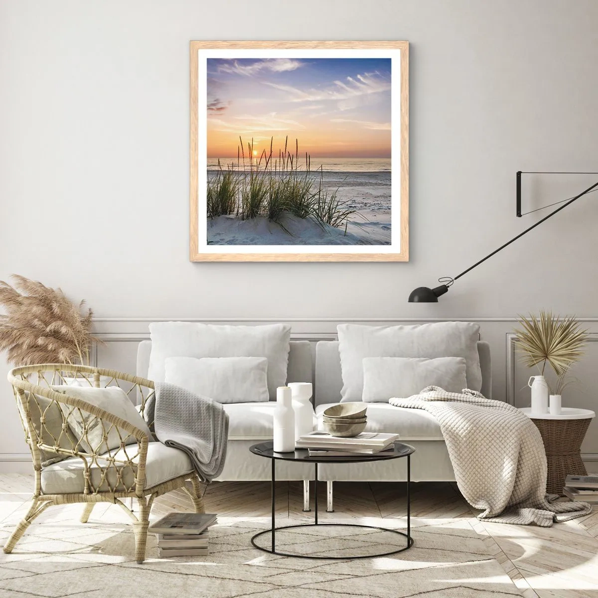 Affisch i ram av ljusek - Titta, tänk, känn - 50x50 cm