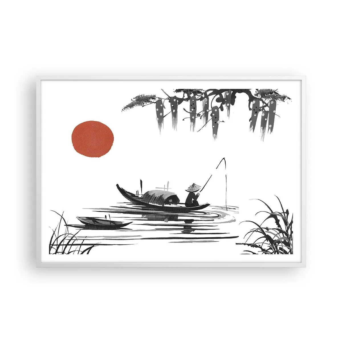 Affisch i vit ram - Asiatisk eftermiddag - 100x70 cm
