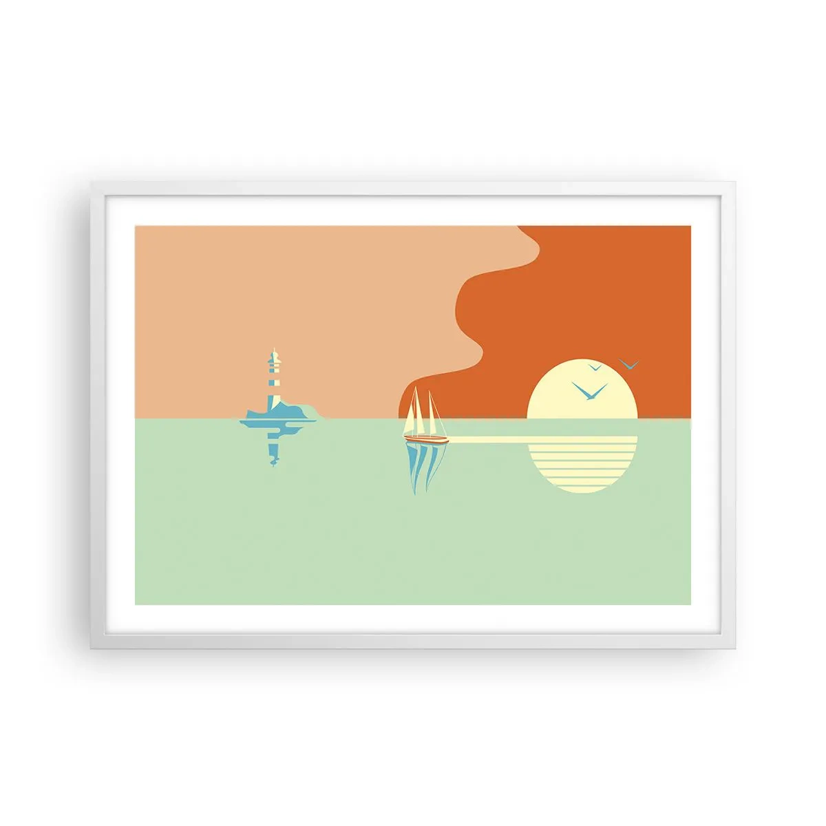 Affisch i vit ram - Perfekt havslandskap - 70x50 cm