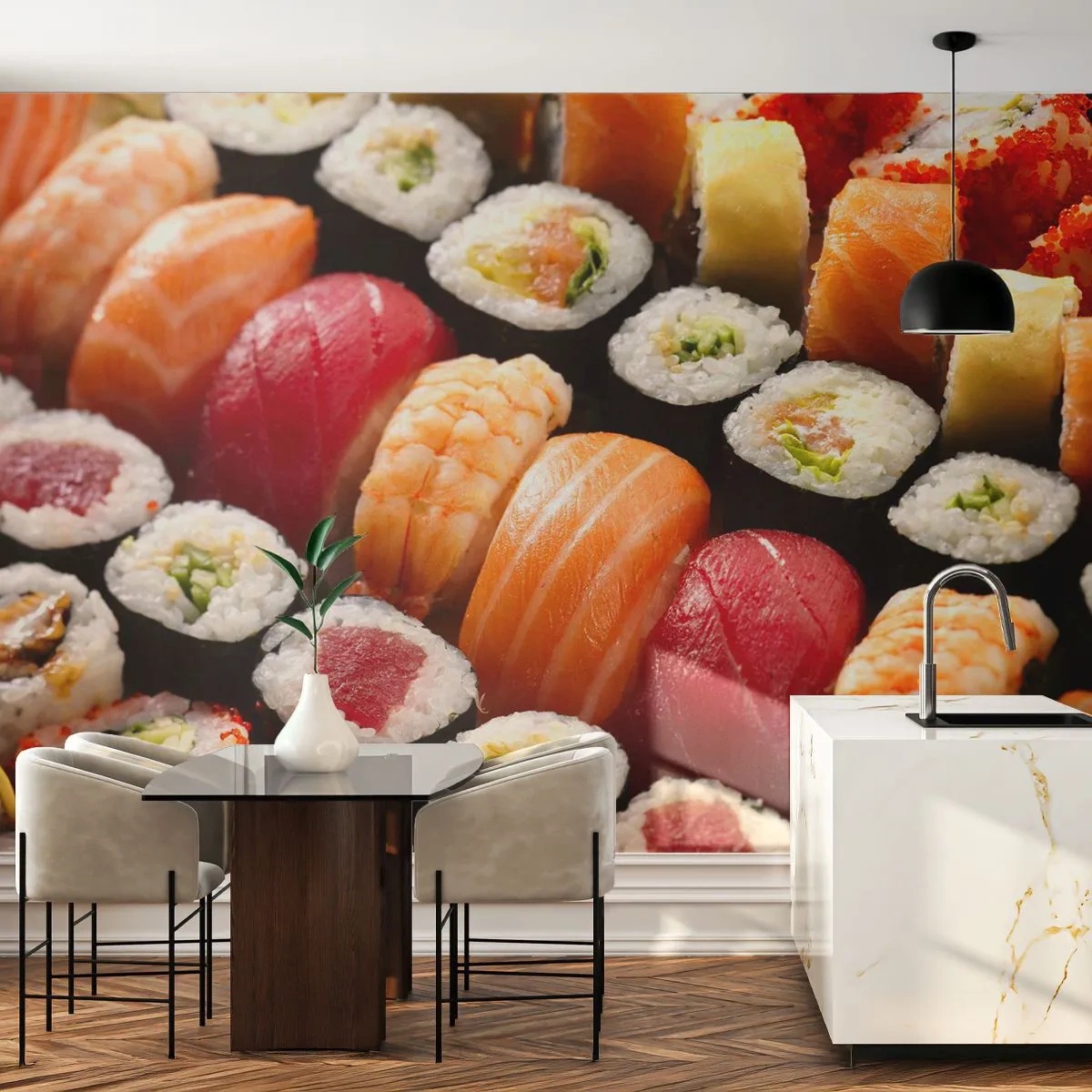 Fototapet Premium Sand - Asiens färger och smaker - Gastronomi, Sushi, Asien - 200x140 cm