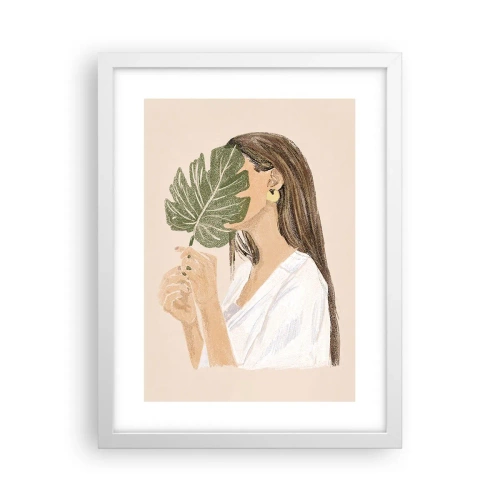 Affisch i vit ram - Mystiskt porträtt med solfjäder - 30x40 cm