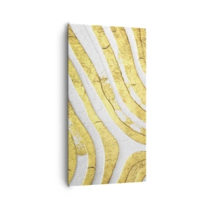 Canvastavla - Bild på duk - Komposition i vitt och guld - 65x120 cm
