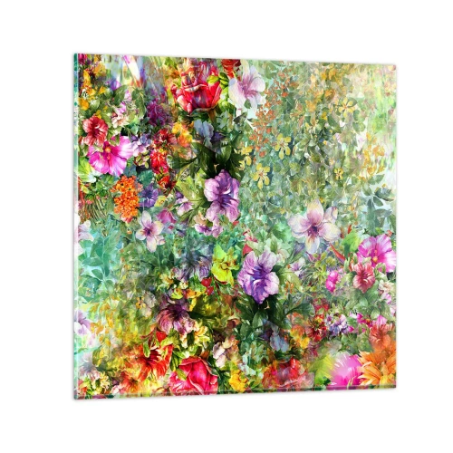 Glastavla - Bild på glas - Ta en dopp i blommorna - 30x30 cm