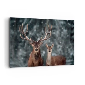 Canvastavla - Bild på duk - Skogens herre med hustrun - 120x80 cm