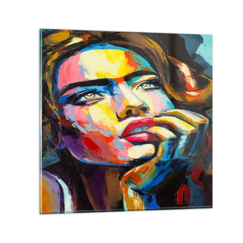 Glastavla - Bild på glas - Drömmar seglar i himlen som fåglar - 50x50 cm