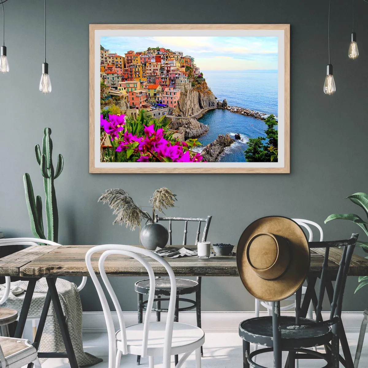 Affisch i ram av ljusek - Skrattande stad - 100x70 cm