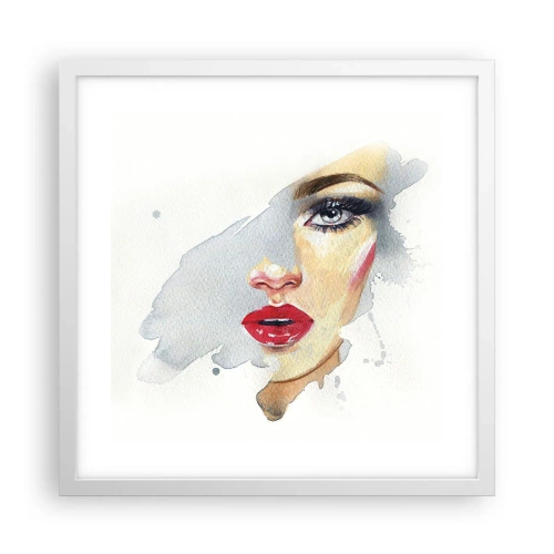 Affisch i vit ram - Reflektion i vattendroppe - 40x40 cm