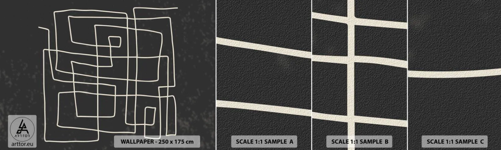 Provbit av självhäftande fototapet Deluxe Sticker - Inte så enkelt - Abstraktion, Bit, Svartvitt - 100x30 cm