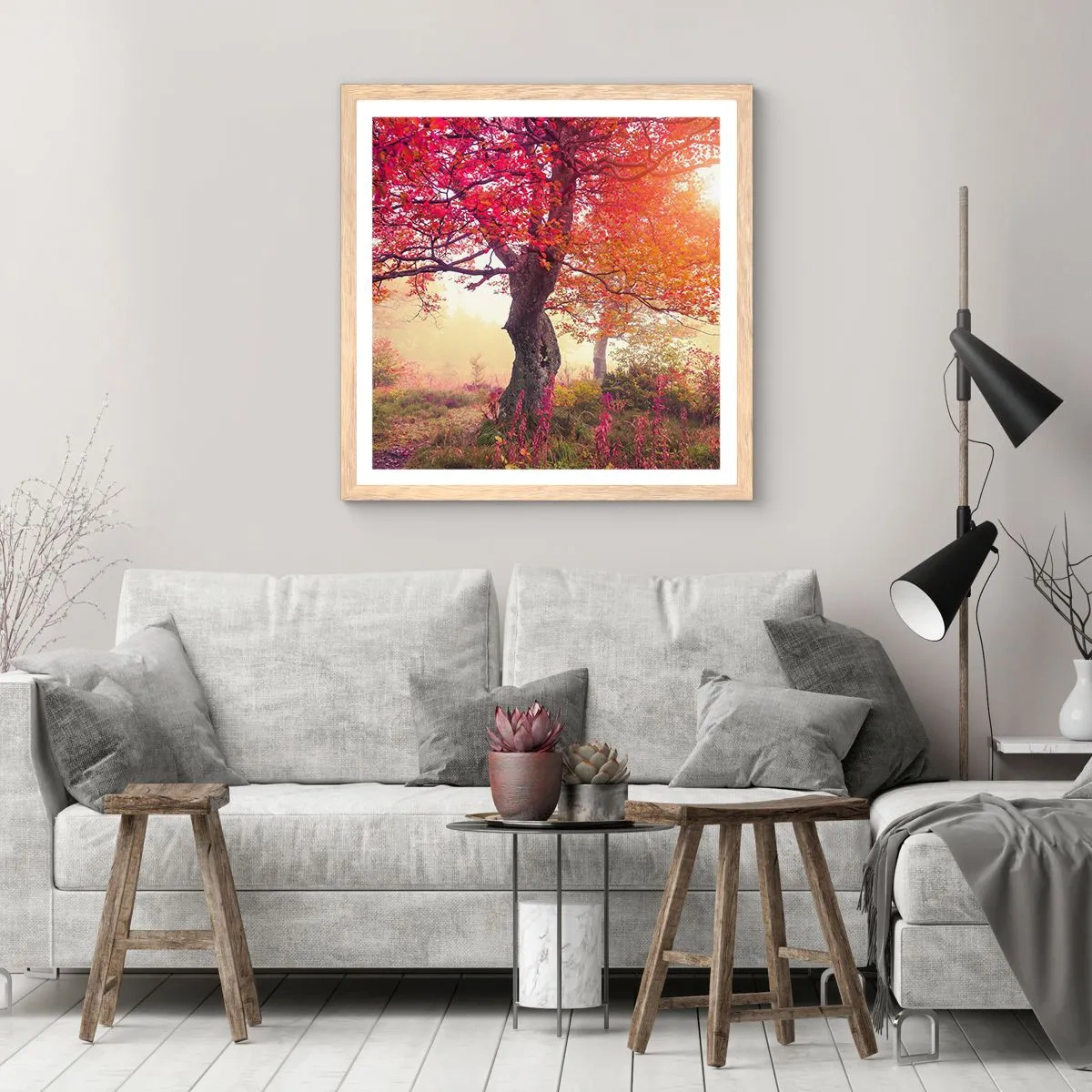 Affisch i ram av ljusek - Våldsam blommande - 60x60 cm